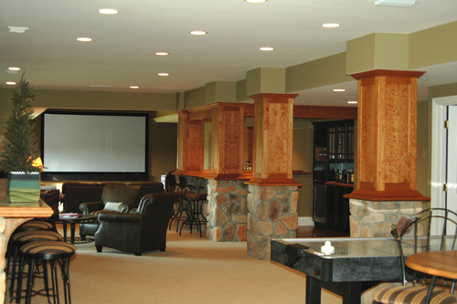 Residential contractors in Ann Arbor complete a basement remodel